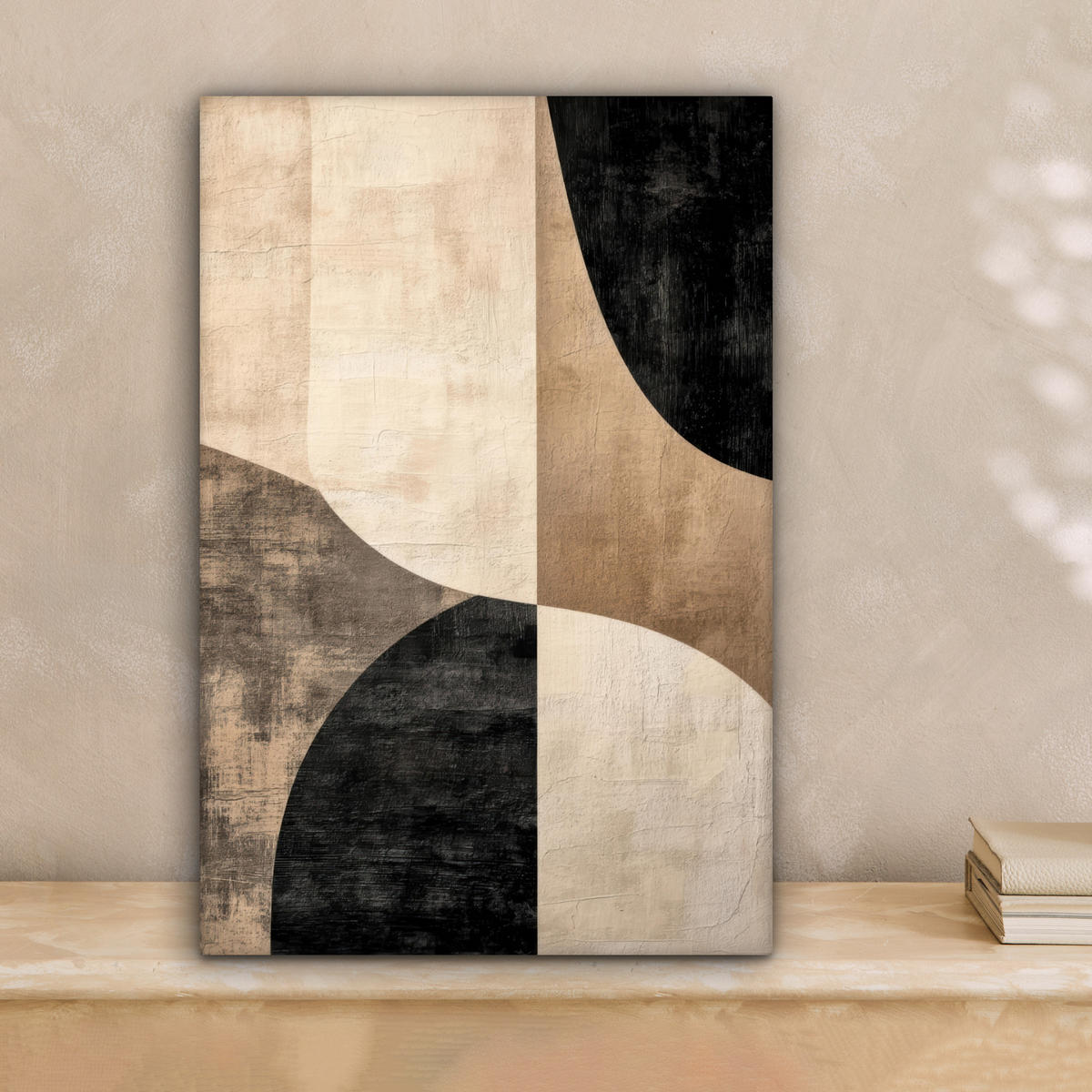 LEINWANDBILD Abstrakt - Flugzeuge - Schwarz - Rund Deko Wohnzimmer 20x30 cm - Beige, Textil (20/30cm) - MuchoWow