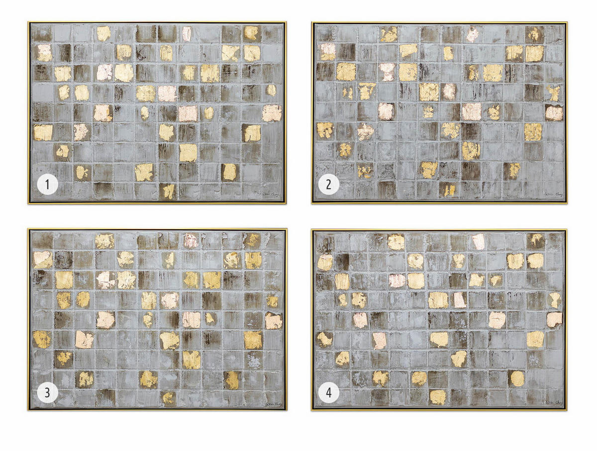 ACRYLBILD HANDGEMALT Grau 103/78 cm - Goldfarben/Grau, Textil (102.5/77.5cm) - KUNSTLOFT