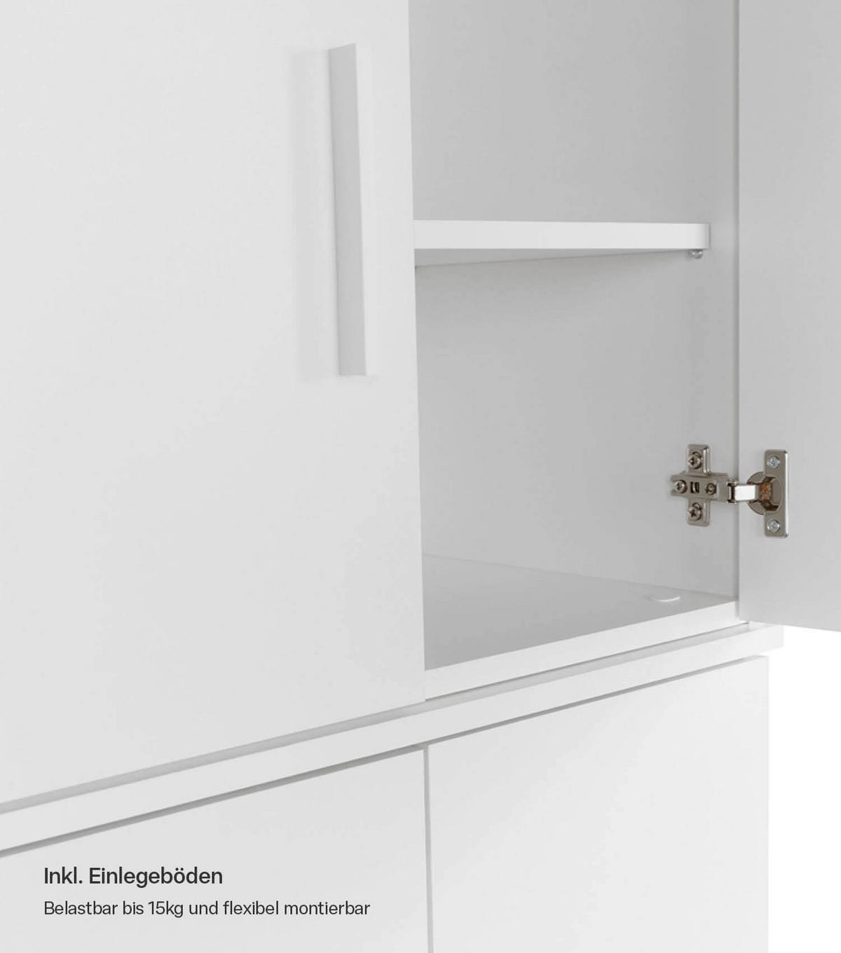 MEHRZWECKSCHRANK Der Extralange - Silberfarben/Weiß, Holzwerkstoff (60/230/34cm) - Mokebo