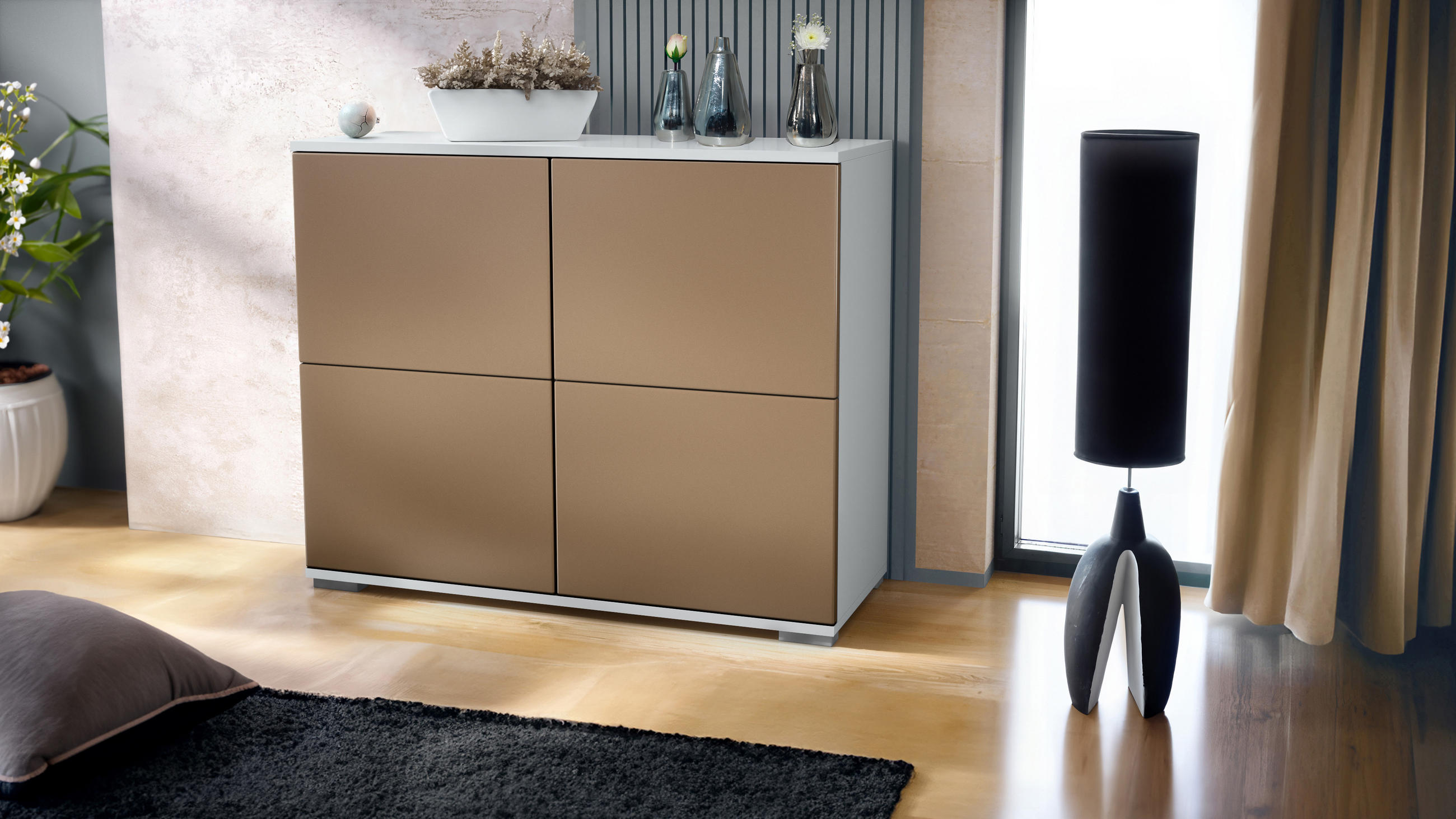 KOMMODE Rova Bronze Optik - Bronzefarben, Holzwerkstoff (92.5/75.5/35cm) - Vladon