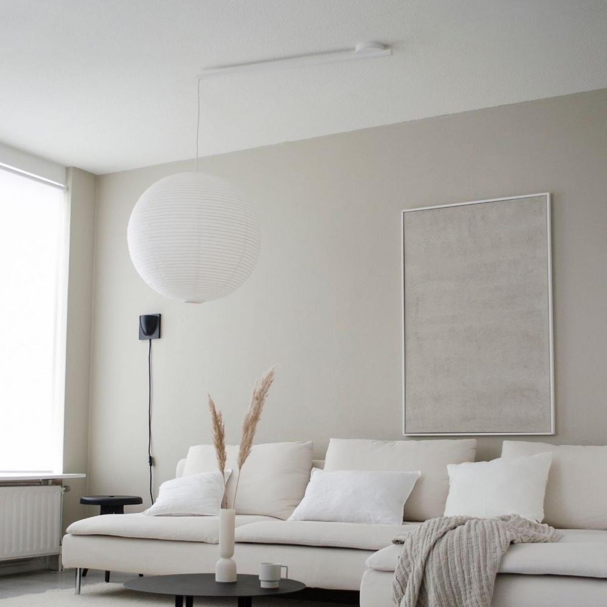 AUFHÄNGESYSTEM für eine Hängelampe - Single - 90cm - Mattweiß - Verstellbare Lampenaufhängung - Pendelleuchte Schieben und Drehen - Weiß, Metall (90/3/2cm) - Lightswing®
