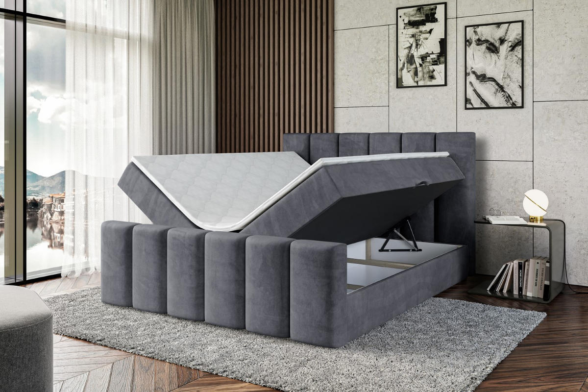 BOXBETT BOXI1-Z - 140x200 cm - H3 - Dunkelgrau - Dunkelgrau, Holzwerkstoff (140/200cm) - ALTDECOR
