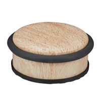 DÖRRSTOPP trälook natur rostfritt stål - Ljusbrun, Metall/Plast (10.5/10.5cm) - Relaxdays