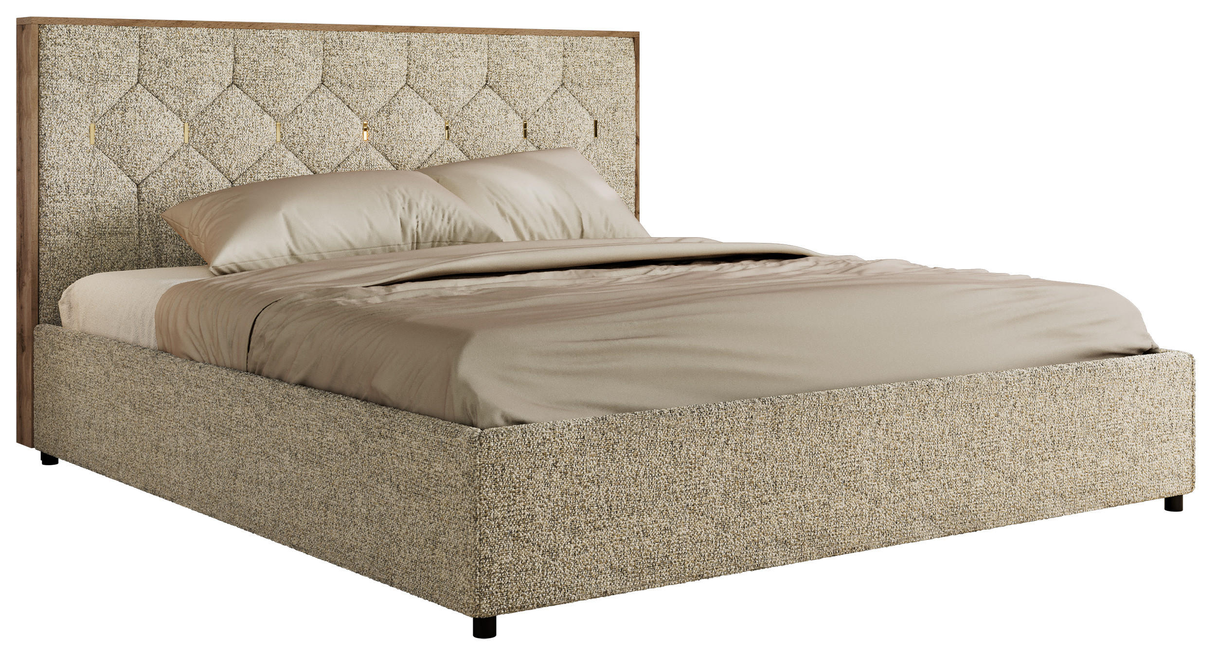 POLSTERBETT LARINO CLASSIC 200/200 - Beige Strukture - Pocket Matratze - Beige, Textil (200/200cm) - MKS