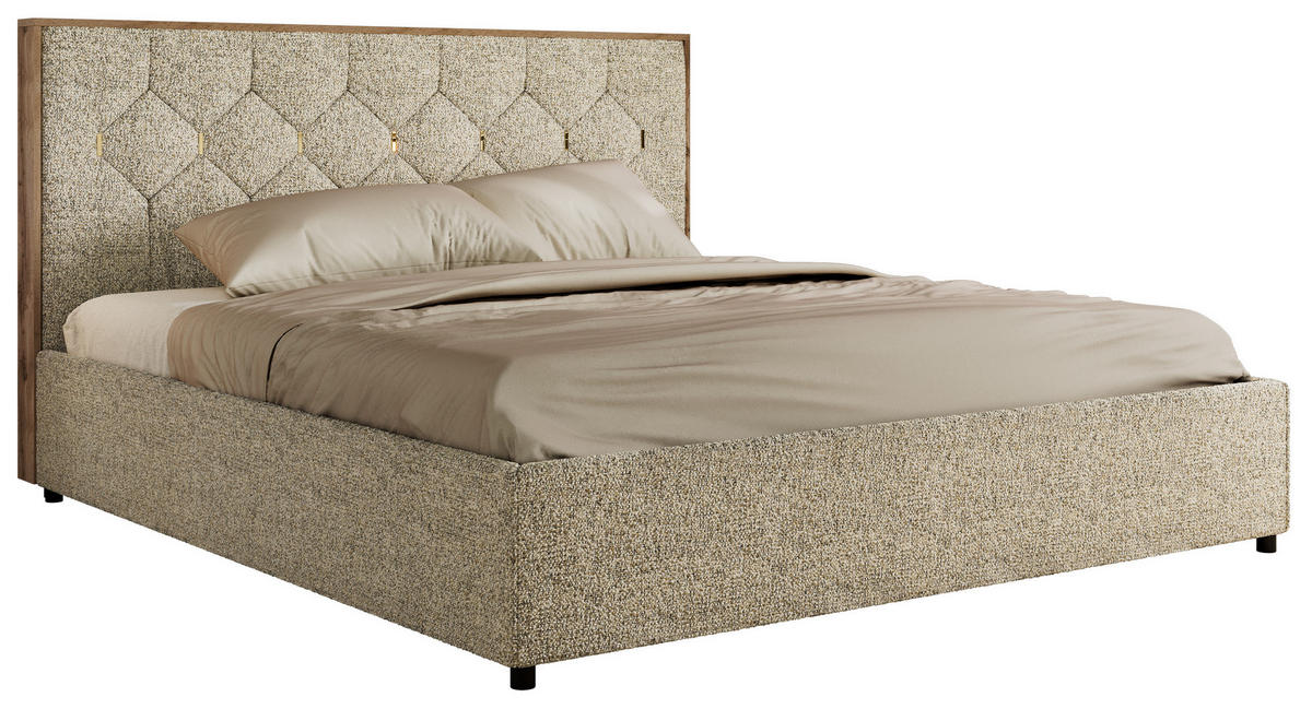 POLSTERBETT LARINO CLASSIC 200/200 - Beige Strukture - Pocket Matratze - Beige, Textil (200/200cm) - MKS