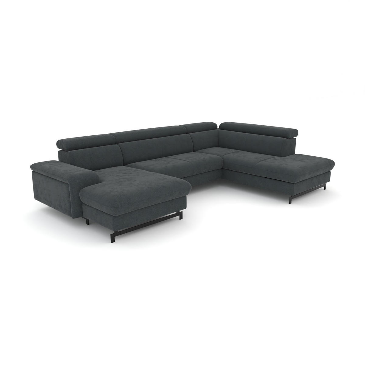 WOHNLANDSCHAFT Vaasa mit Schlaffunktion - Anthrazit, Kunststoff/Textil (328/81/215cm) - foamnova