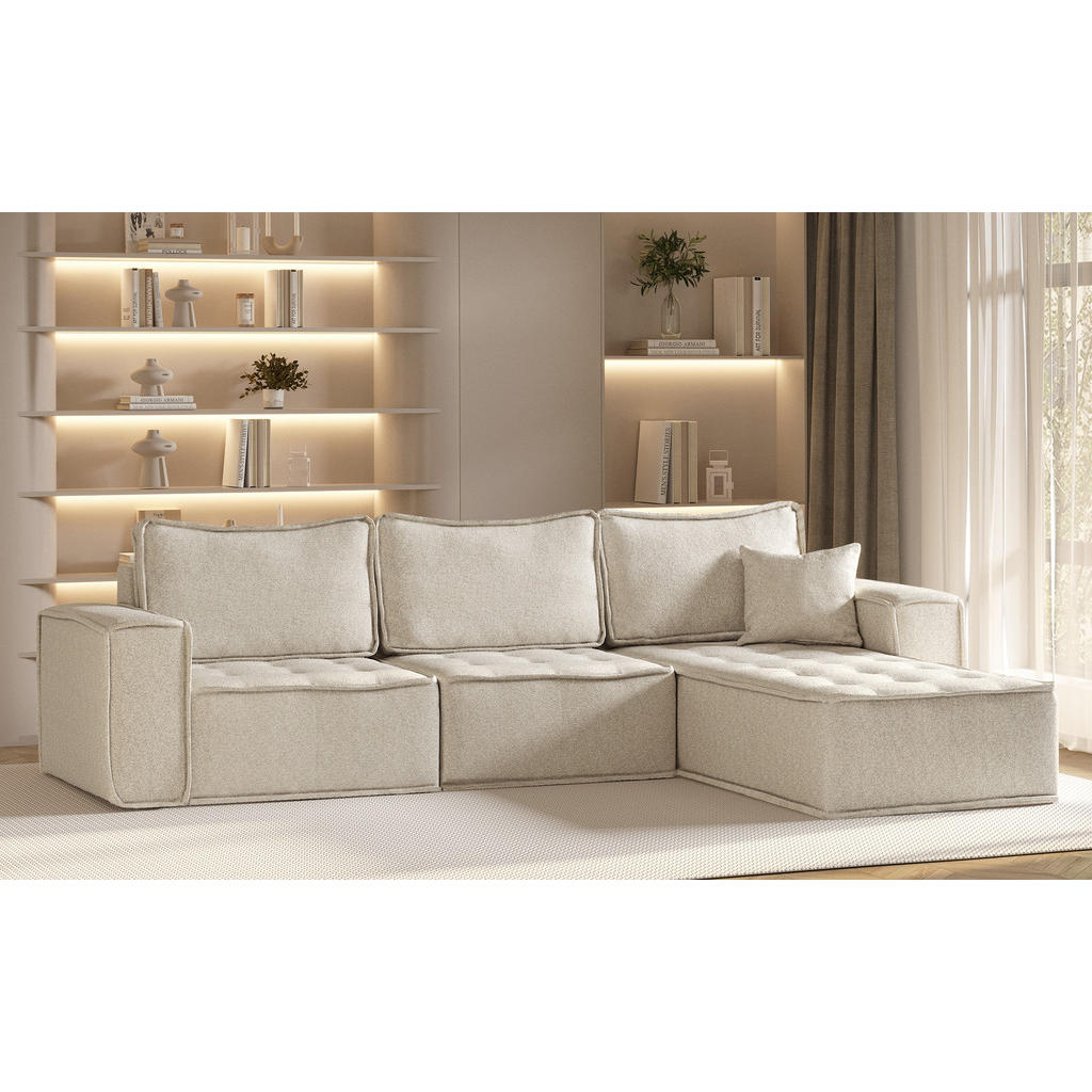 Thumbnail - Kaiser Möbel Ecksofa, Champagner, Holz, Füllung: Komfortschaum, L-Form, 292x192 cm, Wohnzimmer, Sofas & Couches, Wohnlan...
