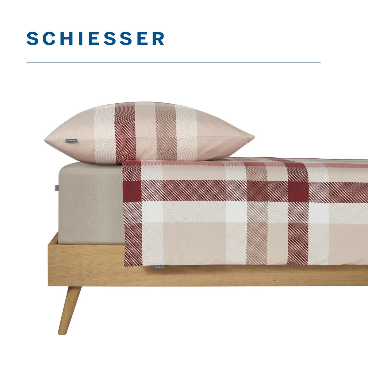 BETTWÄSCHESET Kris - Renforcé - 2-teilig - 135 x 200 cm - Beige-Rot - Rot, Textil (135/200cm) - SCHIESSER