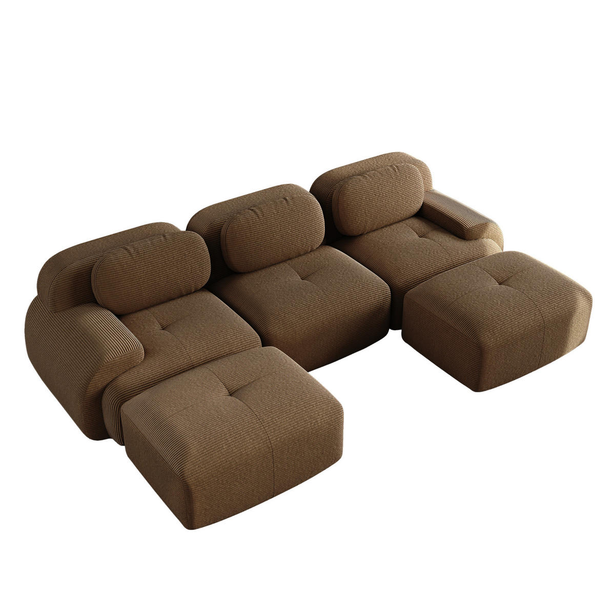 ECKSOFA 298/178/70 cm Braun aus Cordstoff modular, rahmenlos und montagefrei - Braun, Textil (178/298cm) - OKWISH
