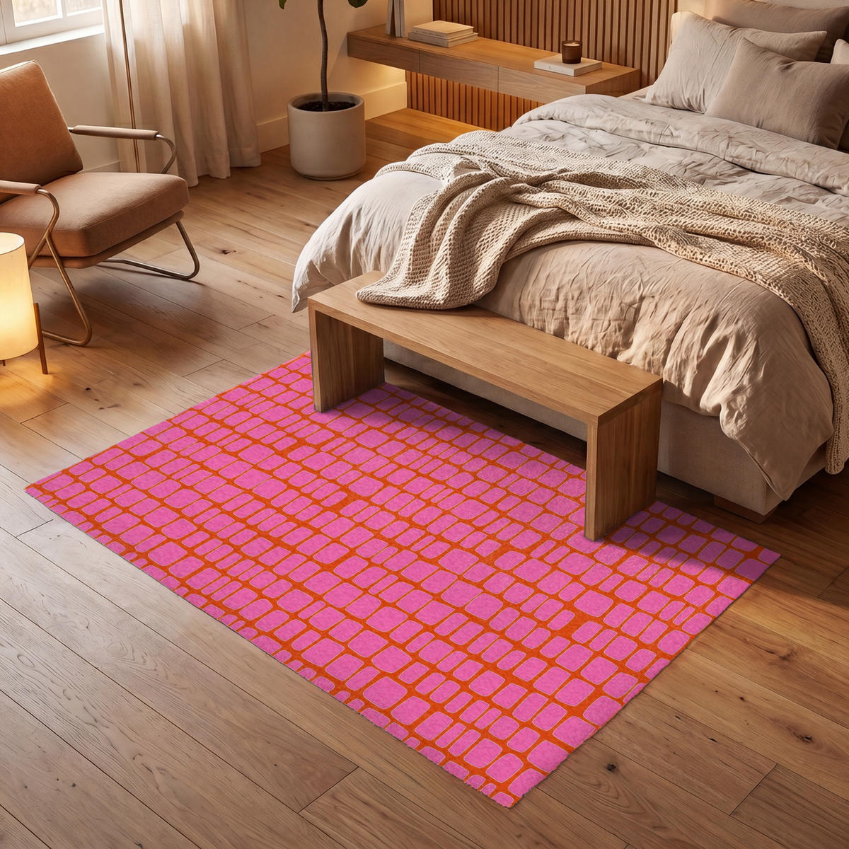 KOBERCE - Organic - Mriežka - Ružová - 180x120 cm - pink, textil/plast (180/0.4cm) - OnlyWow