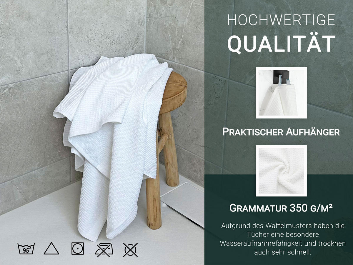 DUSCHTÜCHER, 3er-Set, 70x140 cm, 100% Baumwolle, Weiß - Weiß, Textil (70/140cm) - Zollner