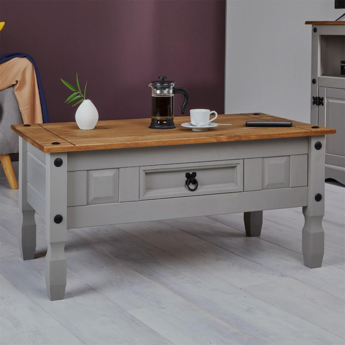COUCHTISCH RAMON - Grau, Holz (50/95/43cm) - CARO-Möbel