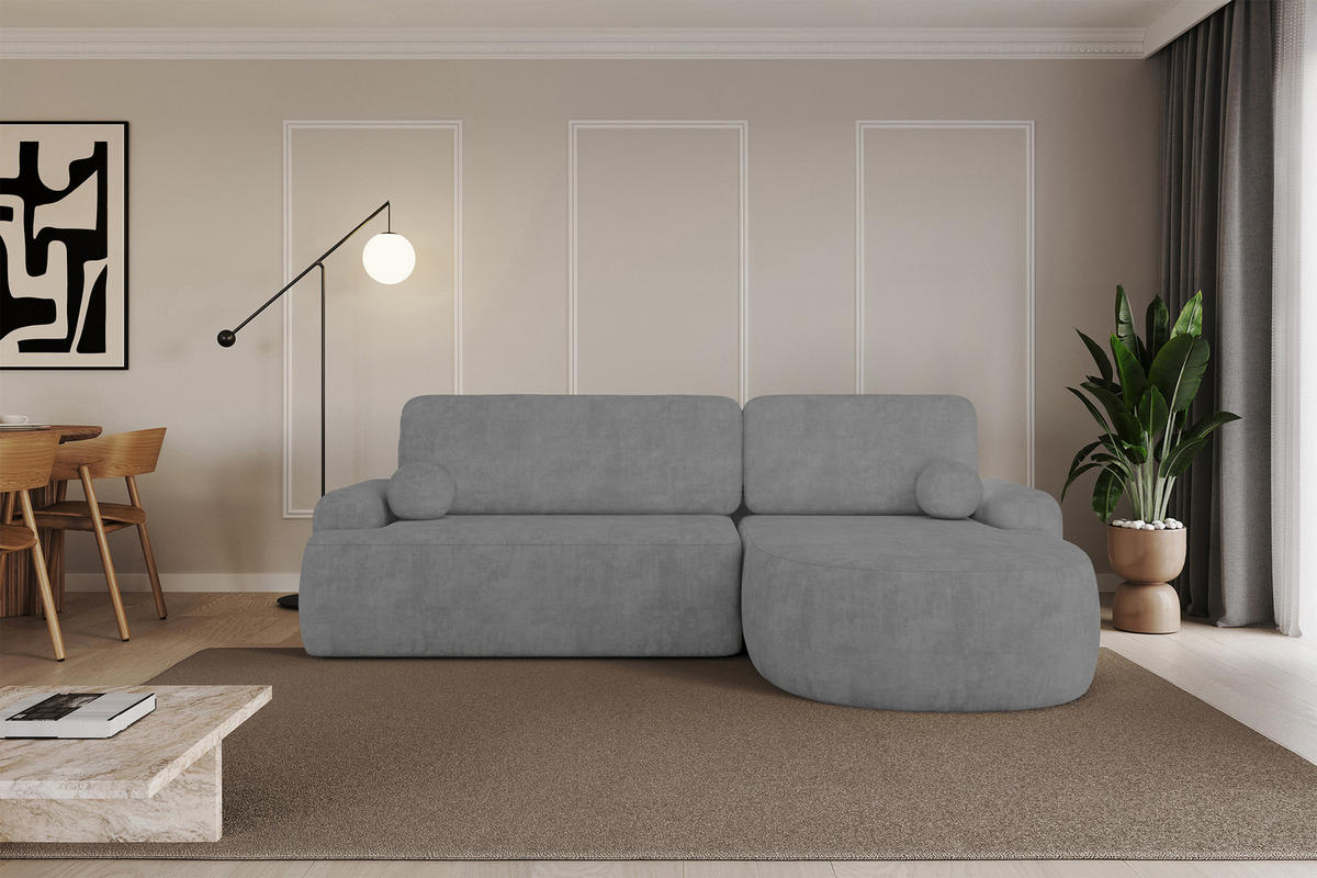 ECKSOFA mit Schlaffunktion und Bettkasten LIRA-L - 264x172x89 Grau - Grau, Holzwerkstoff/Textil (172/264cm) - ALTDECOR