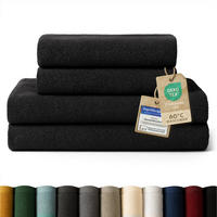 BADETUCH 4-teilig, 2x Badetuch 70/140 + 2x Handtuch 50/100 cm, Schwarz - Schwarz, Textil (70/140cm) - Blumtal