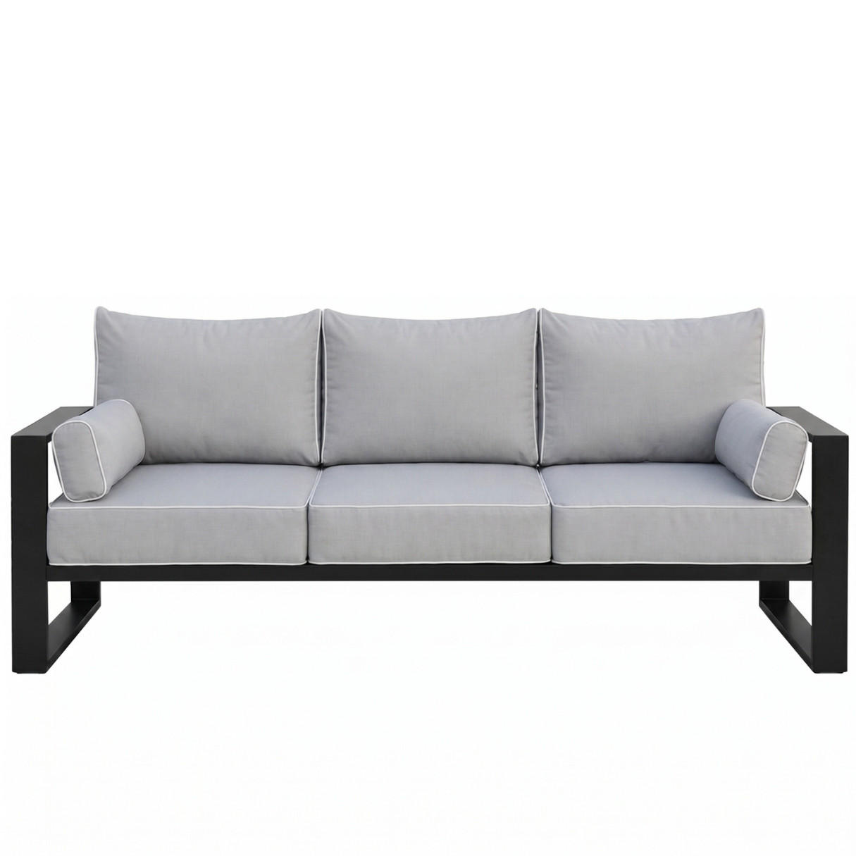LOUNGESOFA 3-Sitzer Verdino mit Metallrahmen 215 cm Hellgrau - Beige, Metall (215/90/87cm) - Beautysofa