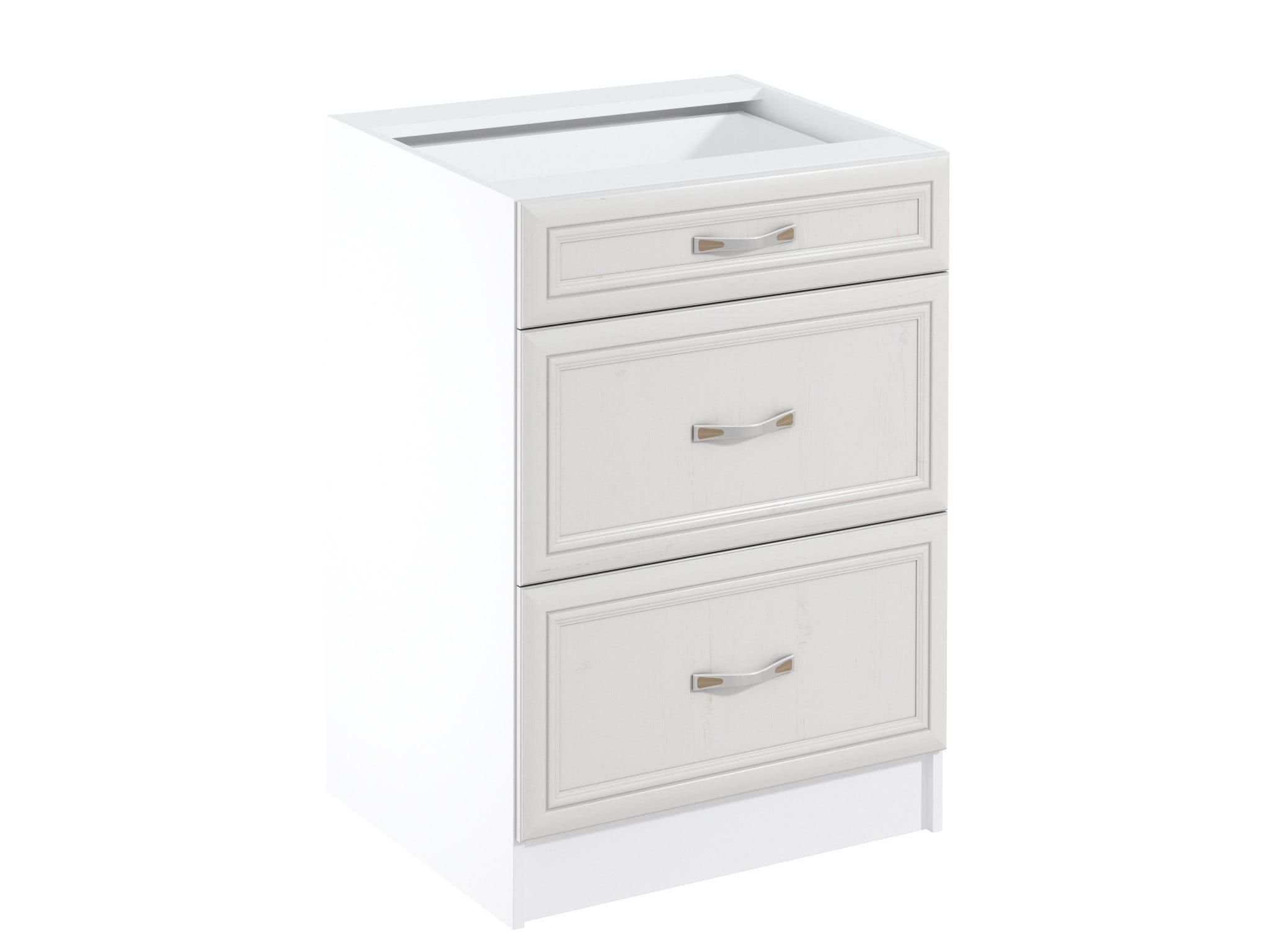 UNTERSCHRANK D60S3 – Sycylia Weiß – Weiß / Creme - Creme/Weiß, Holzwerkstoff (60/82/47cm) - ROYAL24_MARKT