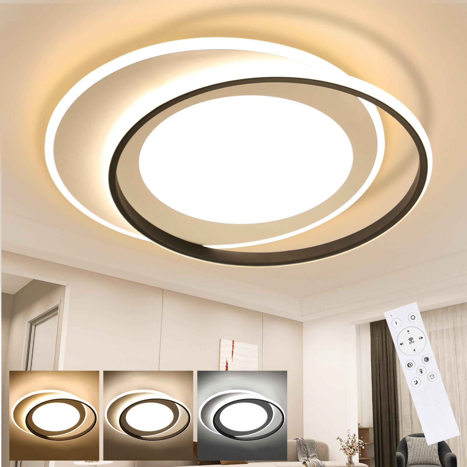LED-DECKENLEUCHTE Sonnensystem 48.5/47.5/7 cm - Weiß, Metall (48.5/7/47.5cm) - ZMH