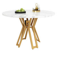 ESSTISCH 100/100/76 cm Gold/Weiß aus MDF und Metall mit verstellbaren Füßen - Weiß, Holzwerkstoff (100/100/76cm) - OKMYHOME