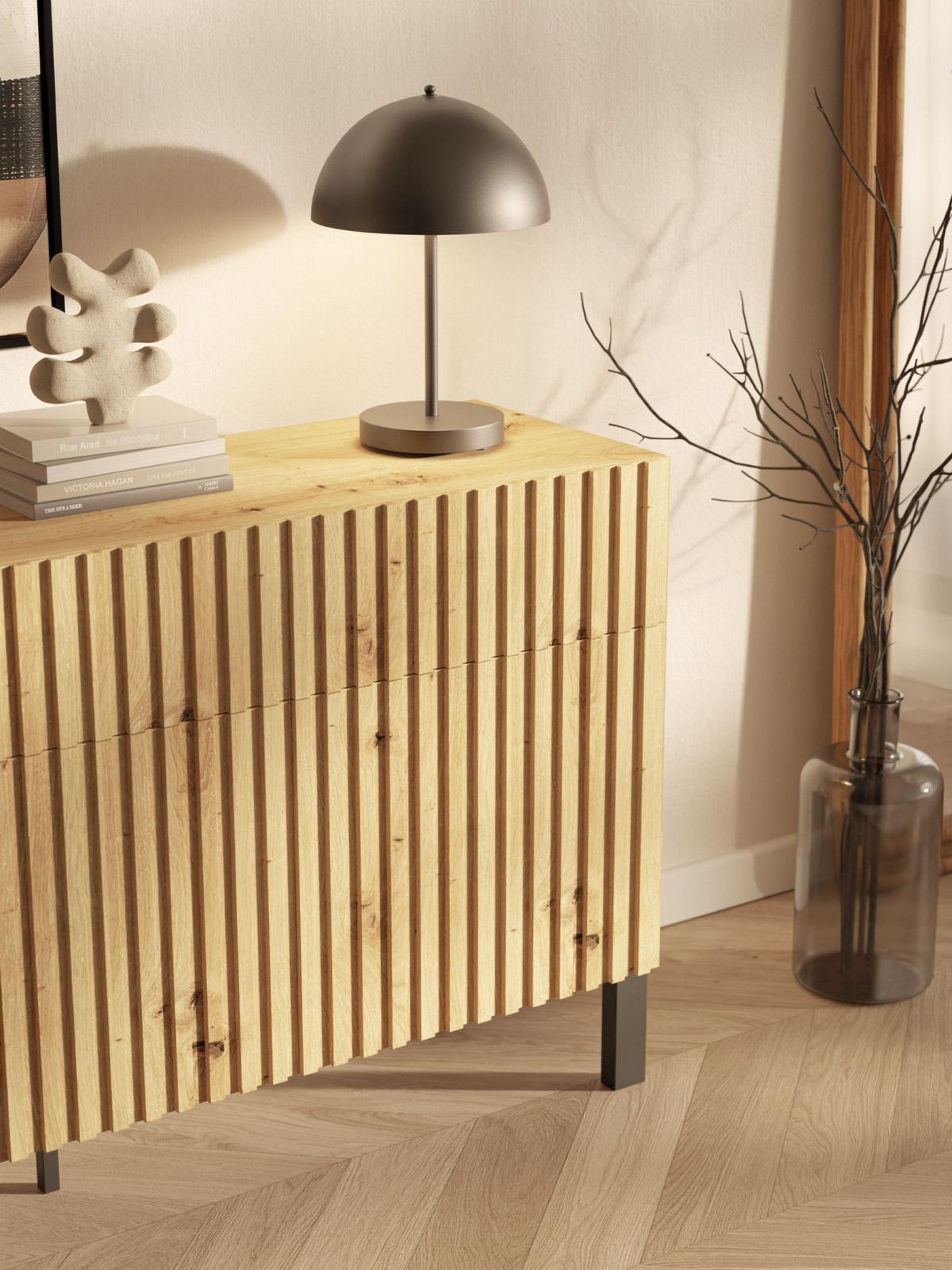 SIDEBOARD Telire 3-türig Artisan Eiche-Optik, 154 cm - Eichefarben/Beige, Holzwerkstoff/Metall (154/80.4/34cm) - Selsey