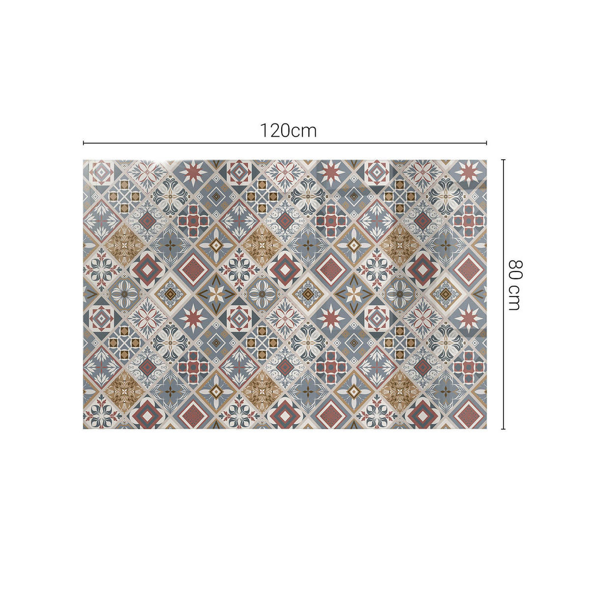 TISCHPLATTE 120x80 cm Mosaikmuster mit Ornamenten - Multicolor/Grau, Glas (120/80/0.4cm) - TULUP
