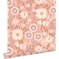 TAPETE Retro Blumen 50 x 900 cm - Pink, Papier (50/0.1cm) - ESTAhome