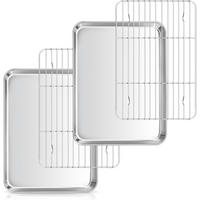 BACKBLECH mit Abkühlgitter Set 2-teilig Edelstahl 23,7 x 17,9 cm - Silberfarben, Metall (17.9/2.5/23.7cm)