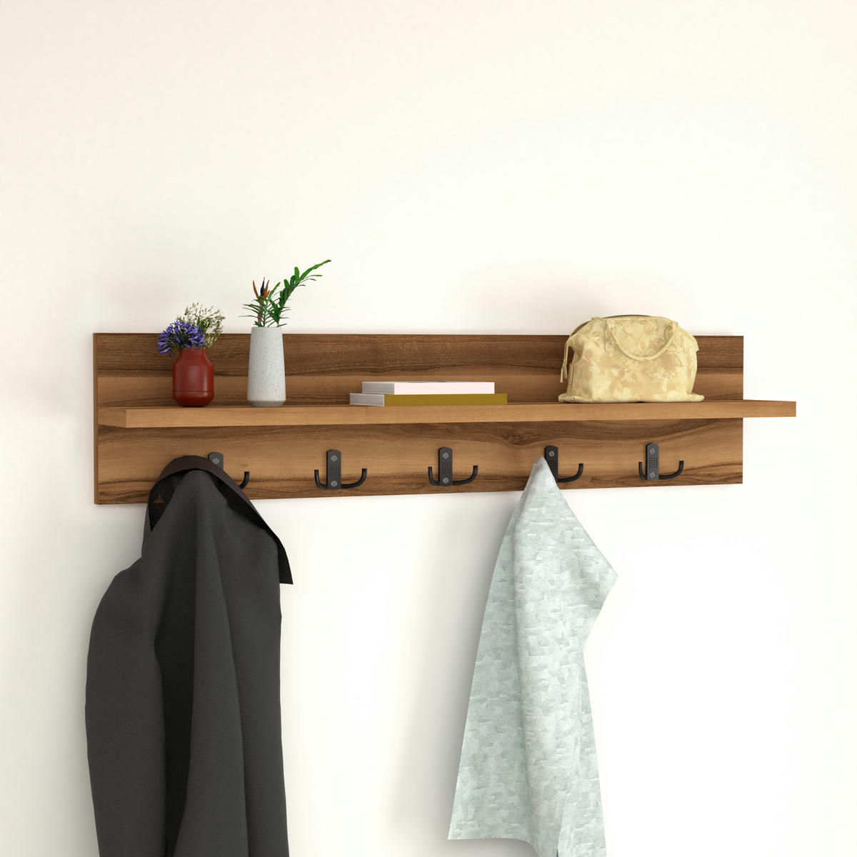 WANDGARDEROBE Hammarö - Walnussfarben, Holzwerkstoff (80/18/13cm) - [en.casa]