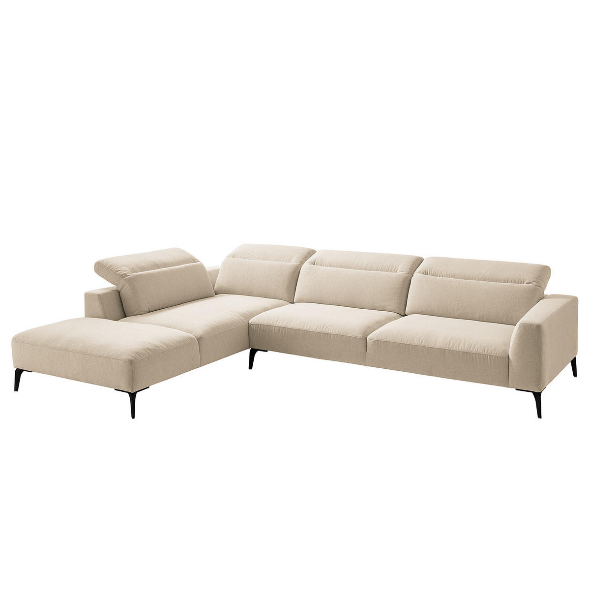ECKSOFA mit Ottomane - Beige/Schwarz, Textil/Metall (325/238cm) - home24