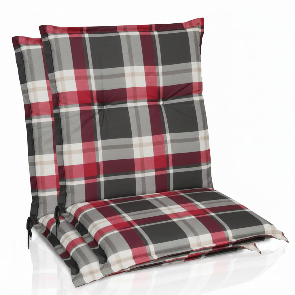 NIEDERLEHNERAUFLAGE Sunny RK 100x50x6cm Bordeaux Kariert (2tlg) - Bordeaux, Textil (50/6/100cm) - Beautissu 
