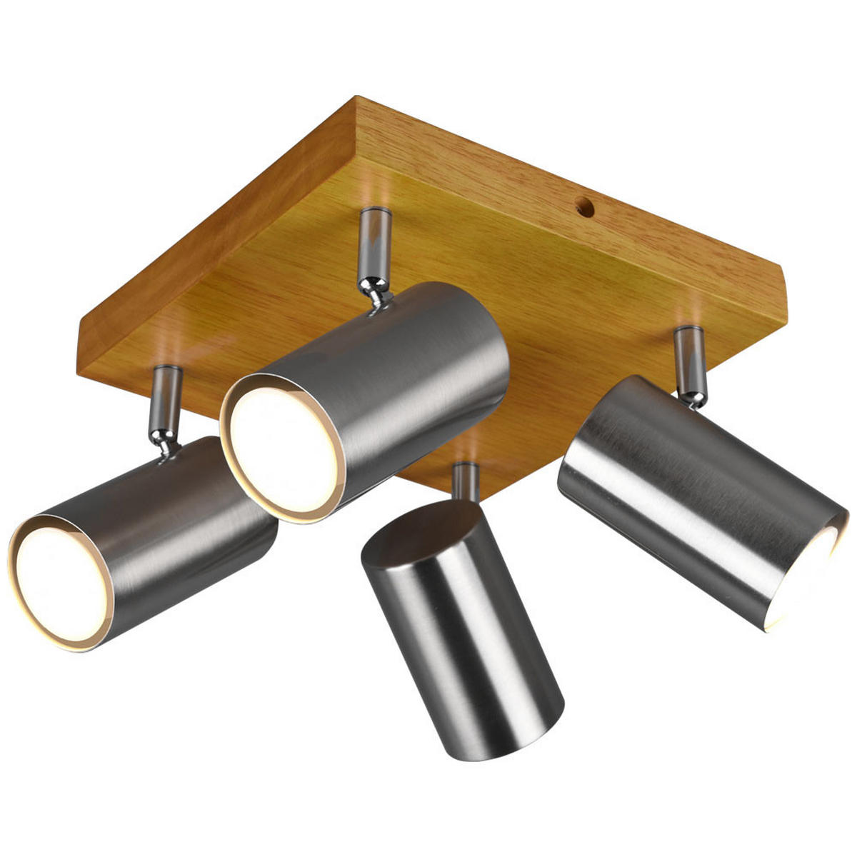 DECKENLEUCHTE Holz Nickel Matt Braun 4-flammig - Braun, Holz (22/22/16cm)