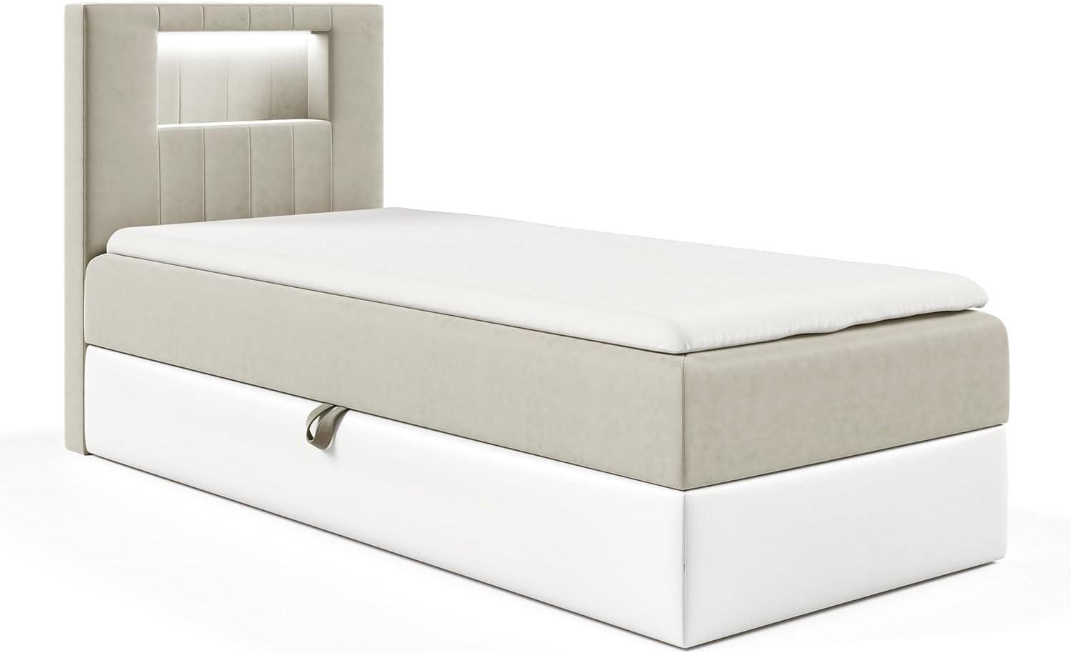 Meblini Kinderbett Beige, Weiß 102x212 cm