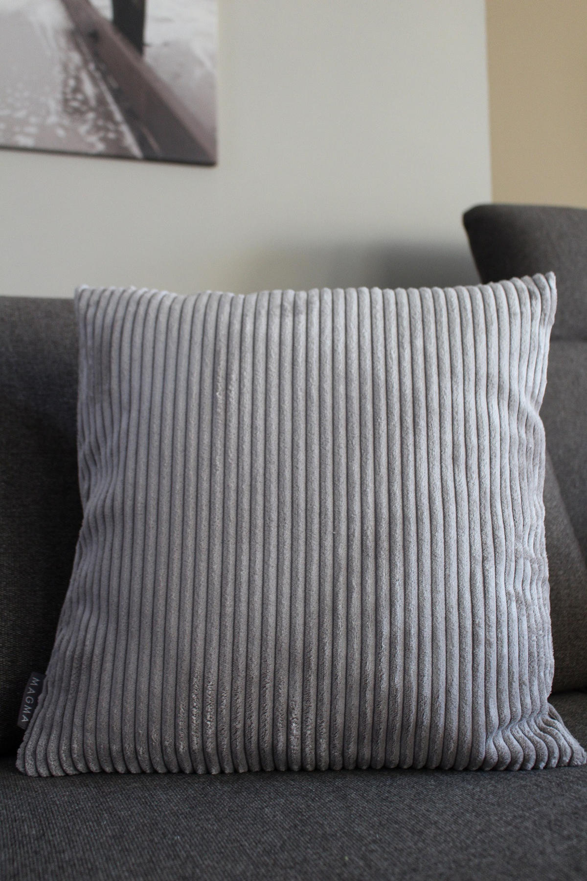 KISSENHÜLLE Shara Cord Look grau - Grau, Textil (45/45cm) - Magma Heimtexx