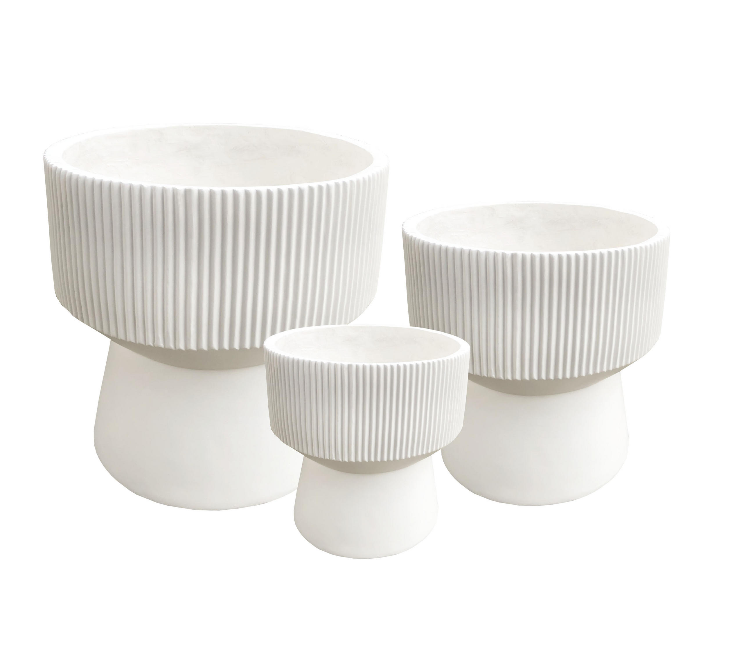 BLUMENTOPF Herva 3er Set Creme 37/37/39 cm Keramik - Creme, Keramik (39cm) - Mondex