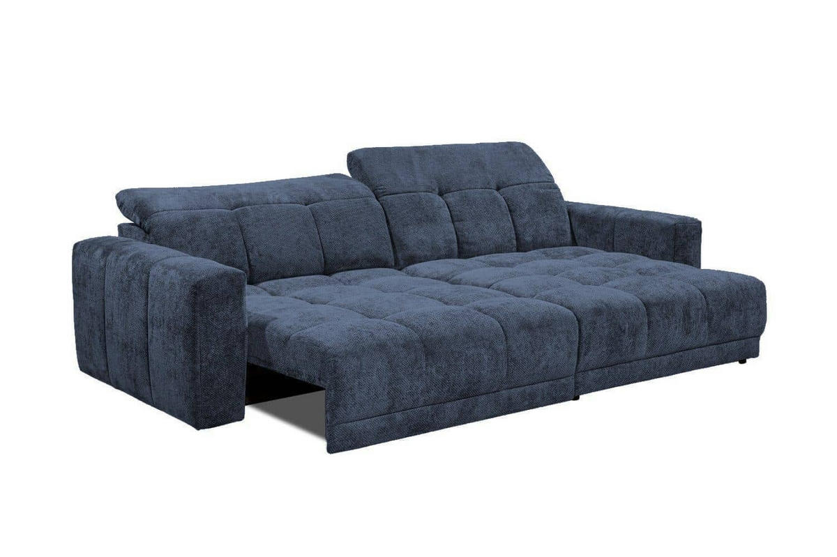 ECKSCHLAFSOFA mit elektronische Sitztiefenverstellung - Blau/Zinkfarben, Holzwerkstoff/Kunststoff (170/297cm) - ed exciting design