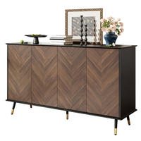 SIDEBOARD z MDF, 140/40/80 cm, černé/hnědé, se 4 dvířky a nastavitelnými policemi - černá, kompozitní dřevo (140/80/40cm) - BEAOK