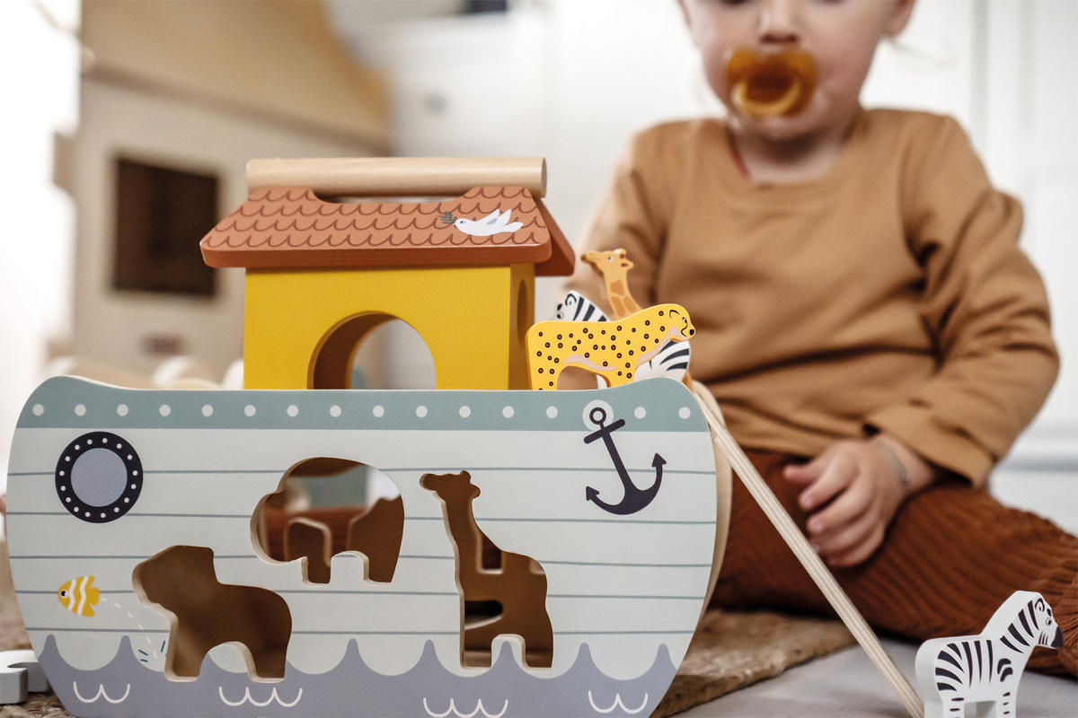 STECKSPIEL ARCHE NOAH „SAFARI“ - Naturfarben, Holz (14/21/27cm) - small foot