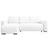 ECKSOFA DORA L, Eckcouch in L-Form mit Schlaffunktion und Bettkasten, Farbe: Weiß, Bouclé-Stoff, Ottomane Links - Weiß, Textil (240/143cm) - Storez24