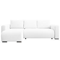 ECKSOFA DORA L, Eckcouch in L-Form mit Schlaffunktion und Bettkasten, Farbe: Weiß, Bouclé-Stoff, Ottomane Links - Weiß, Textil (240/143cm) - Storez24
