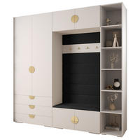 GARDEROBEN-SET 236,7/240/47 - Goldfarben/Schwarz, Holz/Kunststoff (240/236.7/47cm) - Abiks Möbel