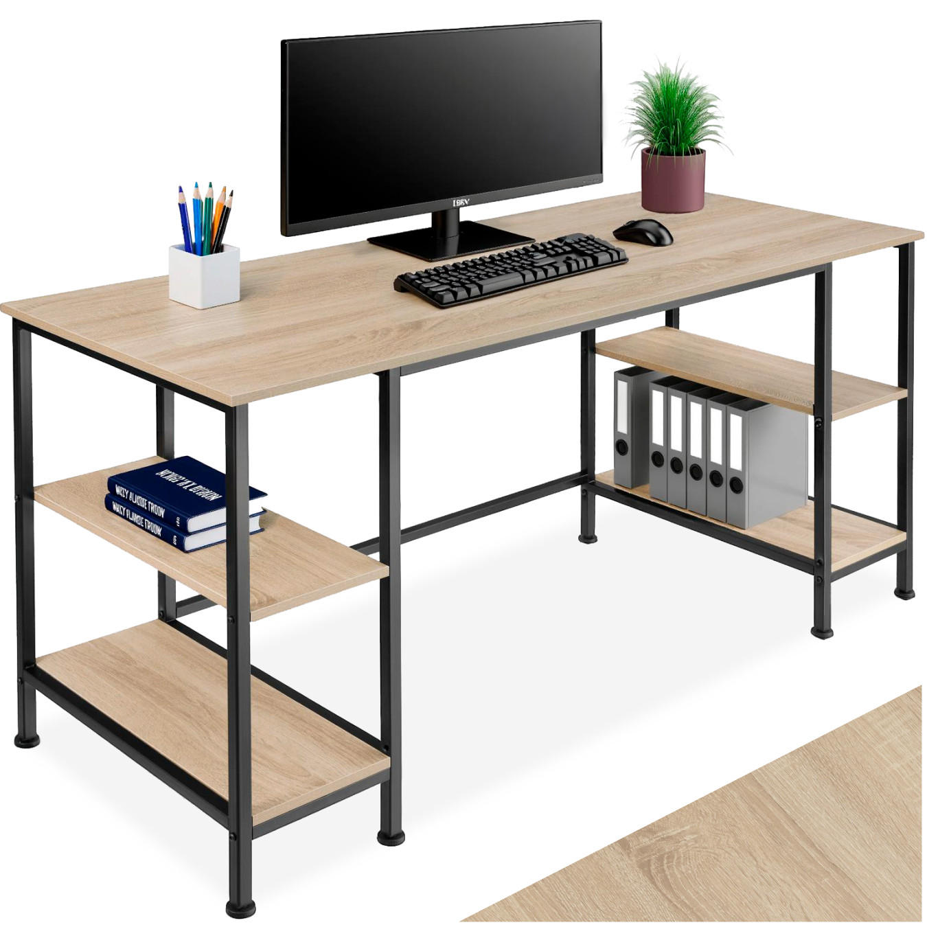 COMPUTER-SCHREIBTISCH Stoke,137 x 55 x 75 cm,Industrial Holz hell, Eiche Sonoma - Naturfarben, Holz (137/55/75cm) - tectake