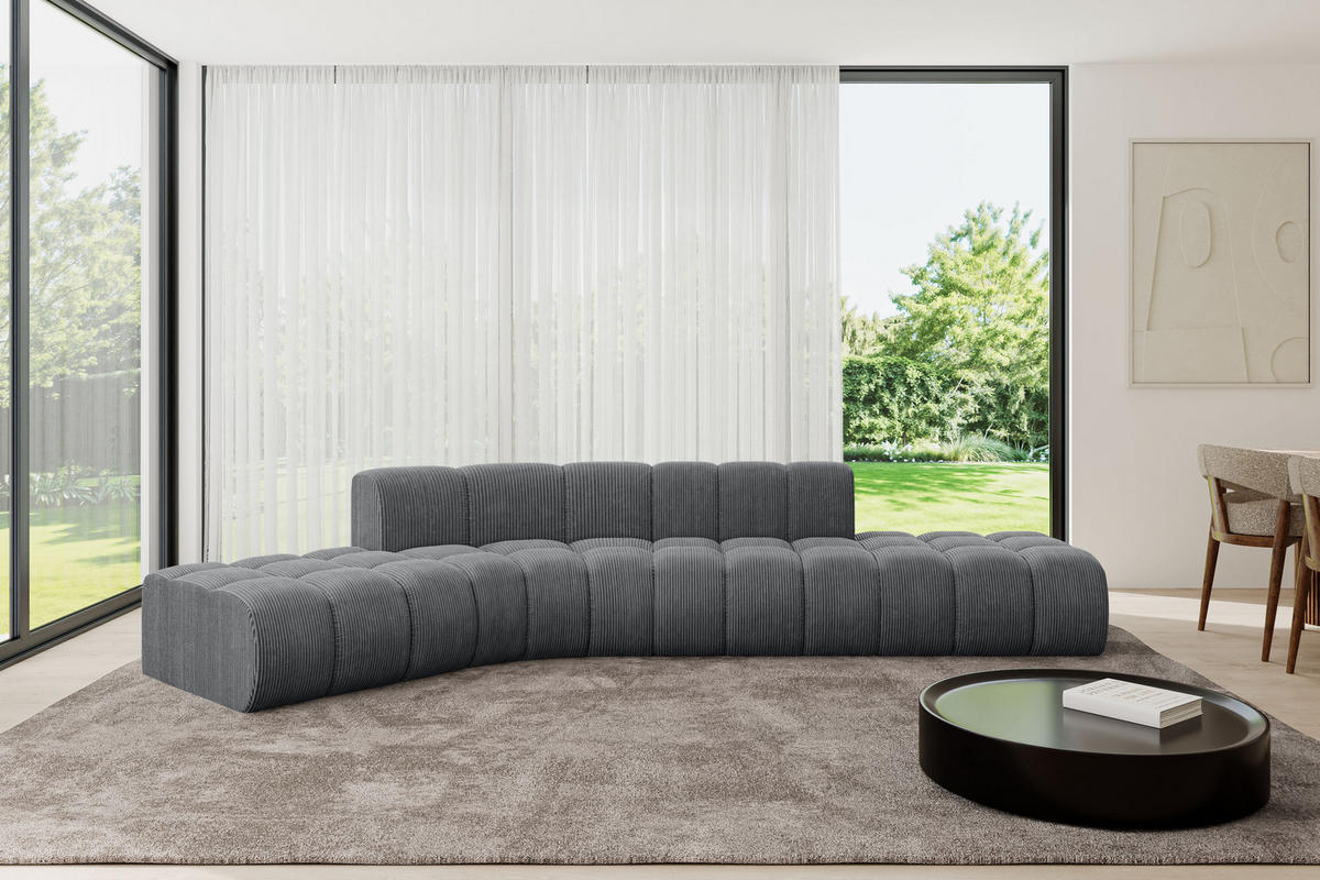 ECKSOFA modulares Sofa Solven-L1 - 380x174x70 cm Dunkelgrau - Dunkelgrau, Holzwerkstoff/Textil (380/174cm) - ALTDECOR