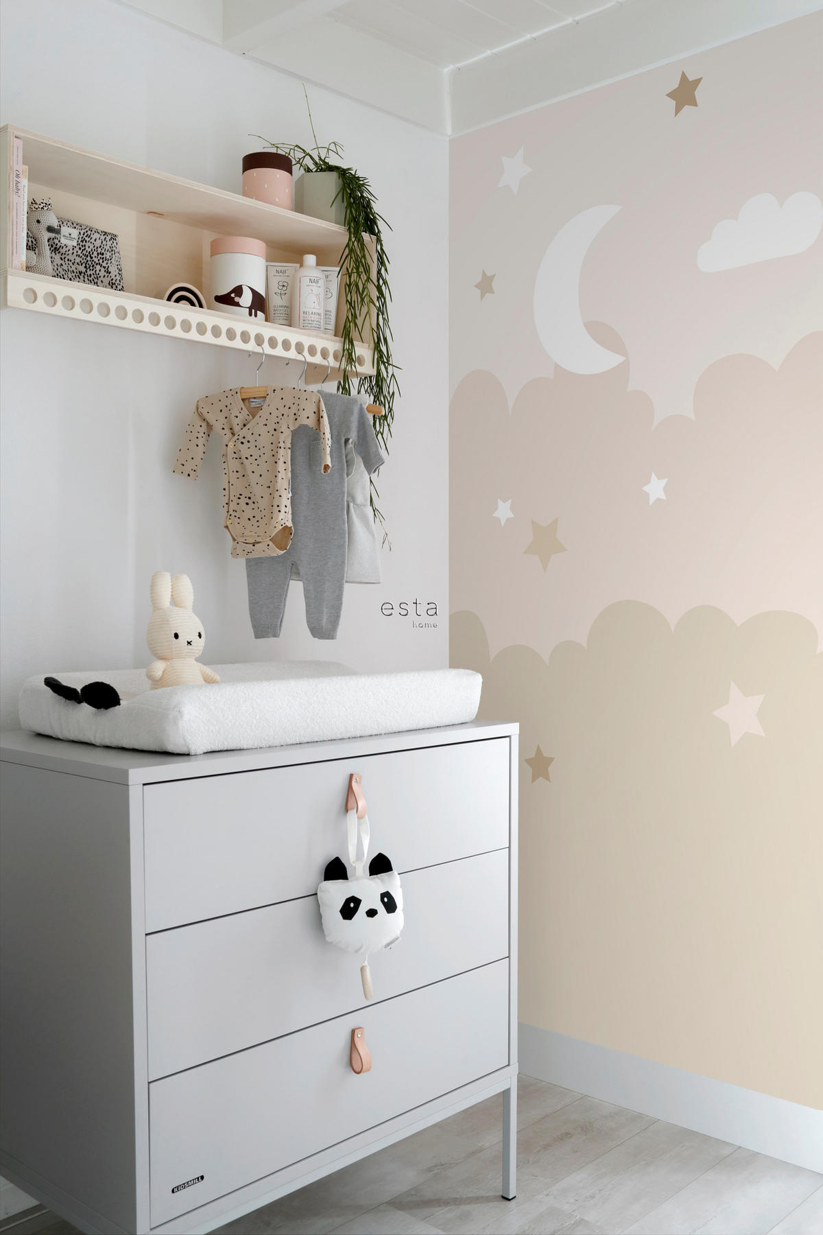 FOTOTAPETE Wolken und Sterne 200 x 279 cm - Beige, Papier (200/279cm) - ESTAhome