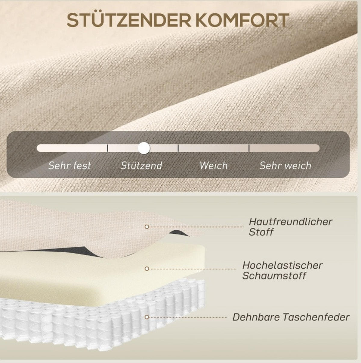 2-SITZER-SOFA aus Kautschukholz 118x68x90 cm in Beige mit getufteter Rückenlehne - Beige, Textil (68/90/118cm) - Modfu