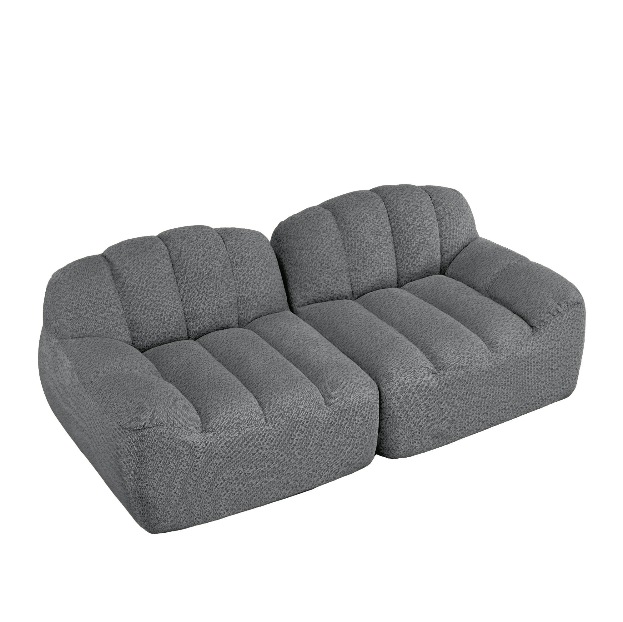2-SITZER-SOFA ohne Montage mit ergonomischer Form und modularem Aufbau, Grau - Grau, Textil (210/79/104cm) - Redom
