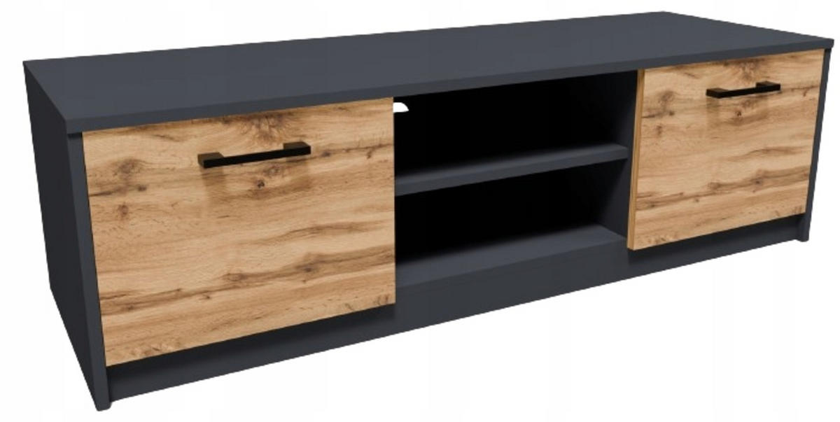 FERNSEHKOMMODE 2DC Anthrazit-Wotan Eiche 120/41/36 cm - Anthrazit/Eiche Wotan, Holzwerkstoff (120/36/41cm) - Matkam Möbel