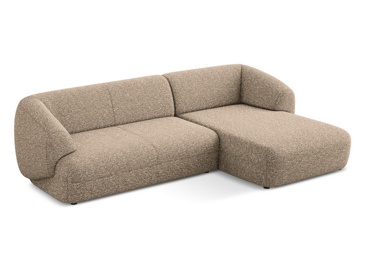 ECKSOFA rechts Strukturstoff Stoff Beige - Blau/Beige, Kunststoff/Textil (280/156cm) - Makamii