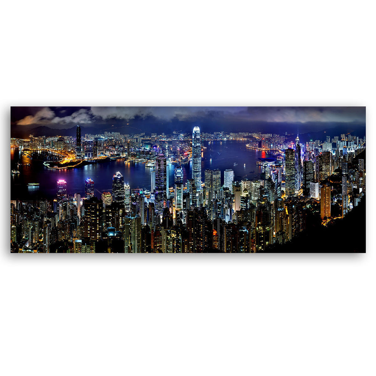 WANDBILD new york bei nacht - Blau, Textil (90/30cm) - Feeby