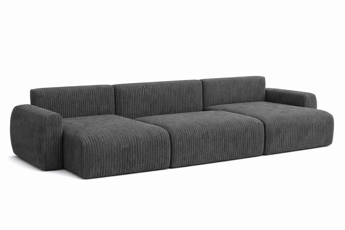 ECKSOFA Mit Schlaffunktion Und Bettkasten U-Form Ariel U, Cordstoff Poso, Grau - Grau, Holz (342/142cm) - Kaiser Möbel