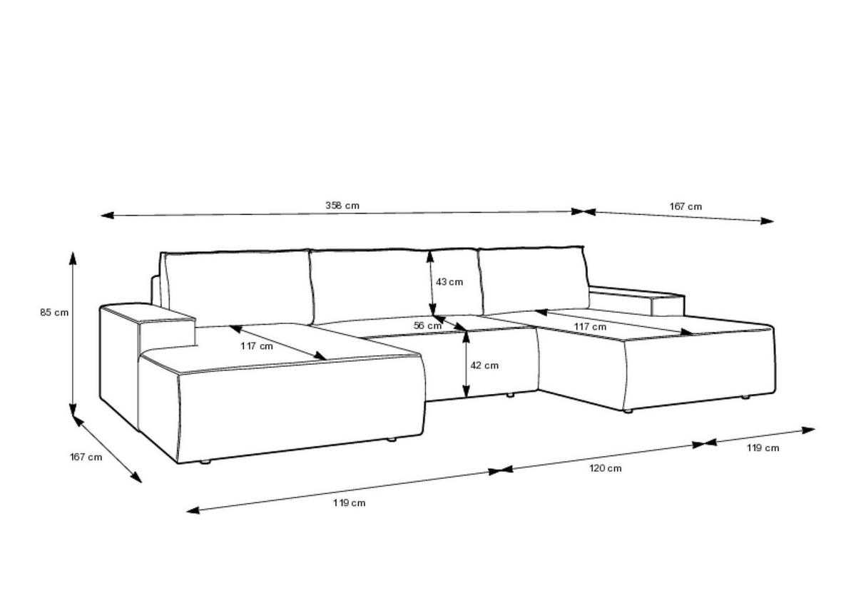 ECKSOFA FIORD Beige 358x167x85 cm - Beige, Textil (358/167cm) - FURNLUX