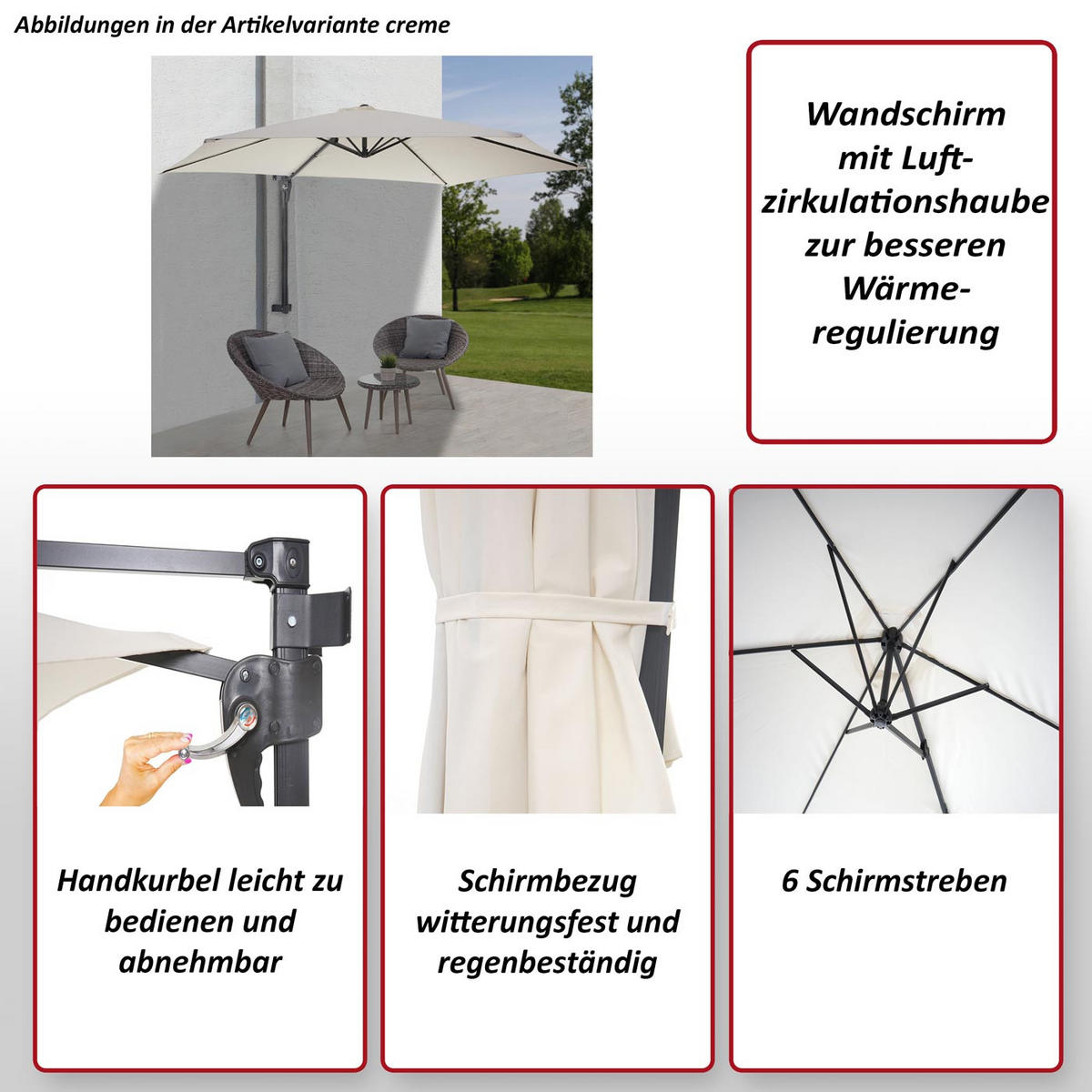 WANDSCHIRM 3M NEIGBAR Cremeweiß - Weiß, Textil (300/280cm) - MCW